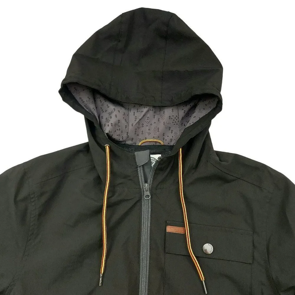 Voyager Windbreaker Jacket Mens Medium Gray Black Hooded Full Zip Waterproof